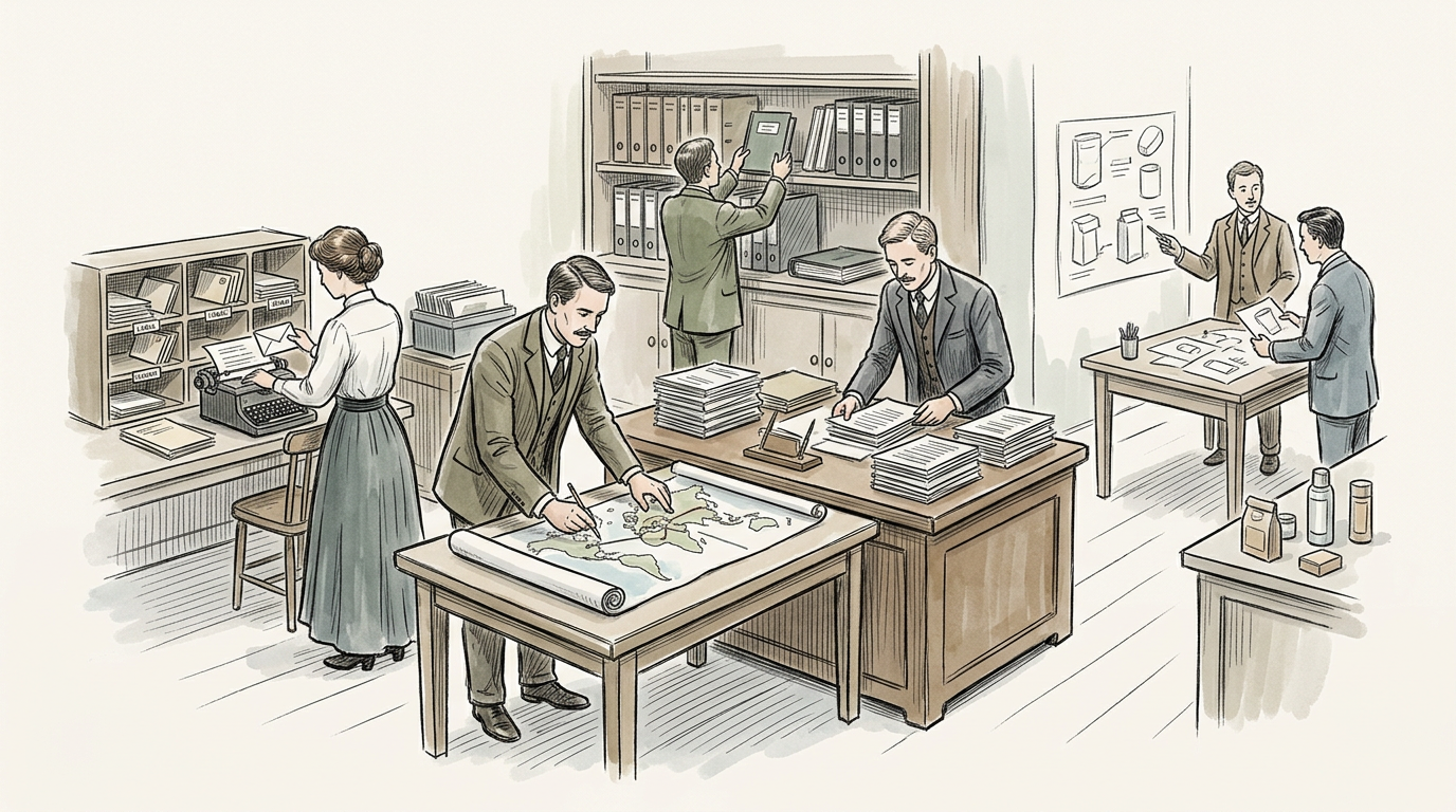 Early twentieth-century office organizing marketing records