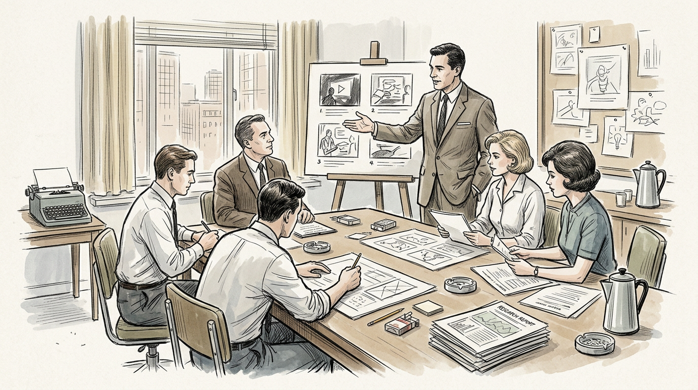 Team discussing marketing plans around a conference table