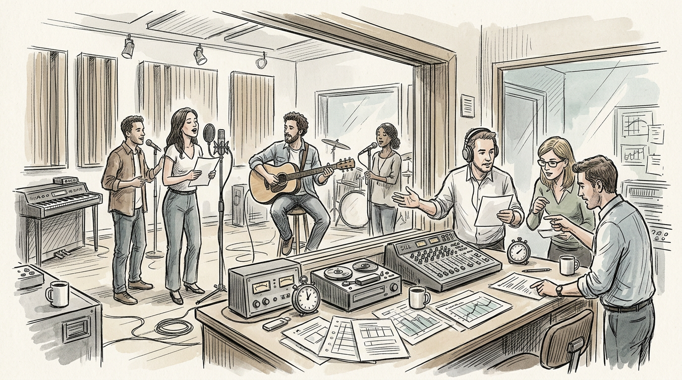 Vintage studio recording commercial jingle