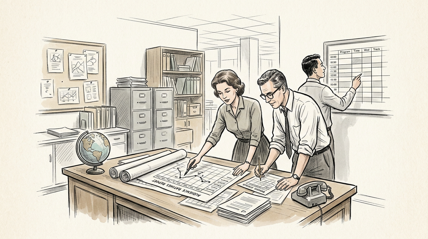 Three colleagues reviewing plans and schedules in an office