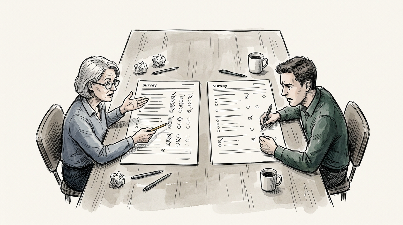 Two survey forms yielding different response patterns