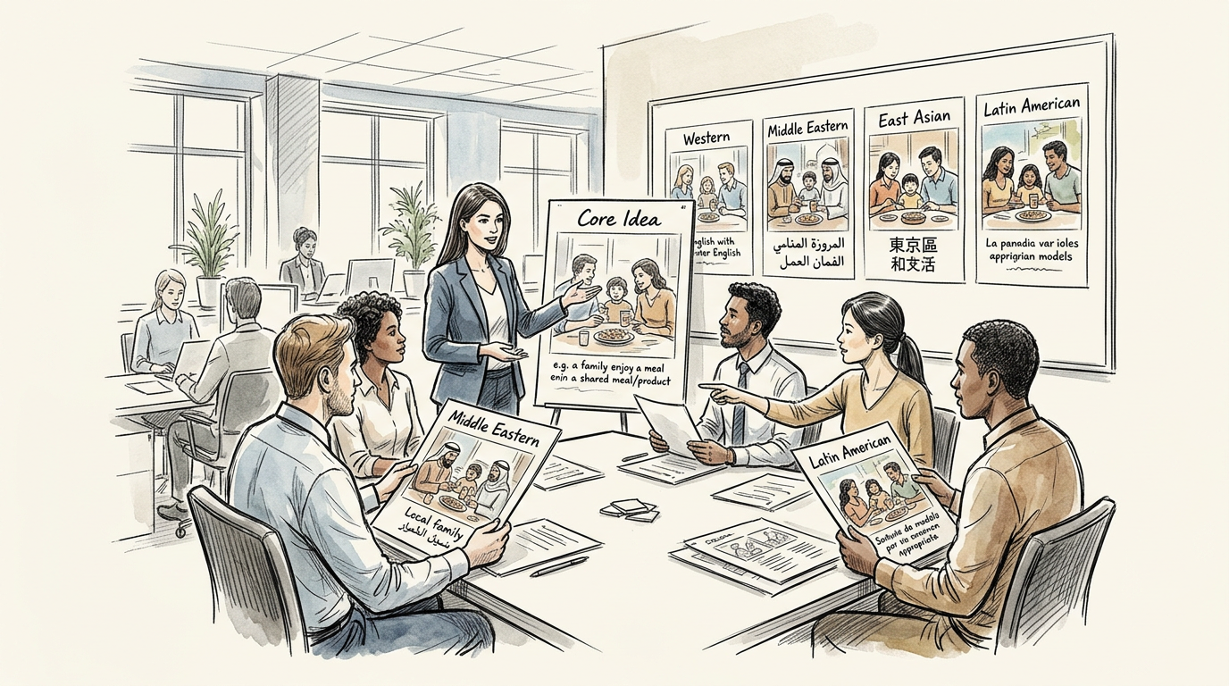 Diverse team discussing cultural perspectives in a workshop