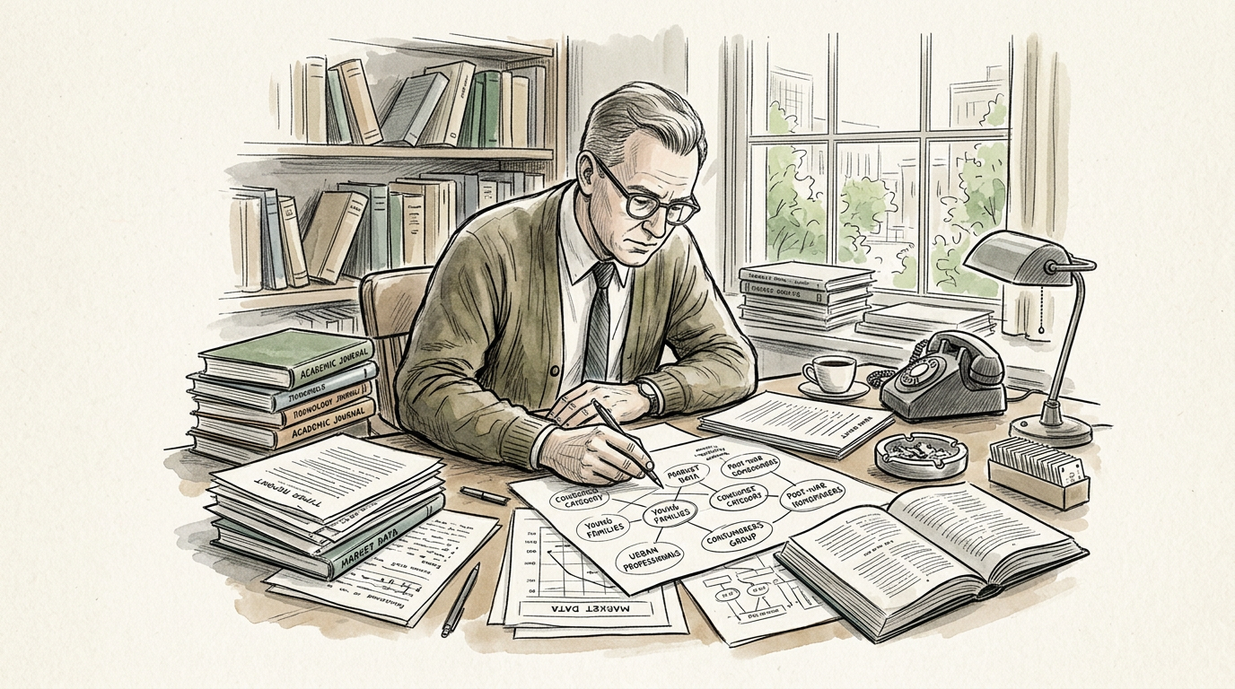 1950s marketing scholar studying consumer groups