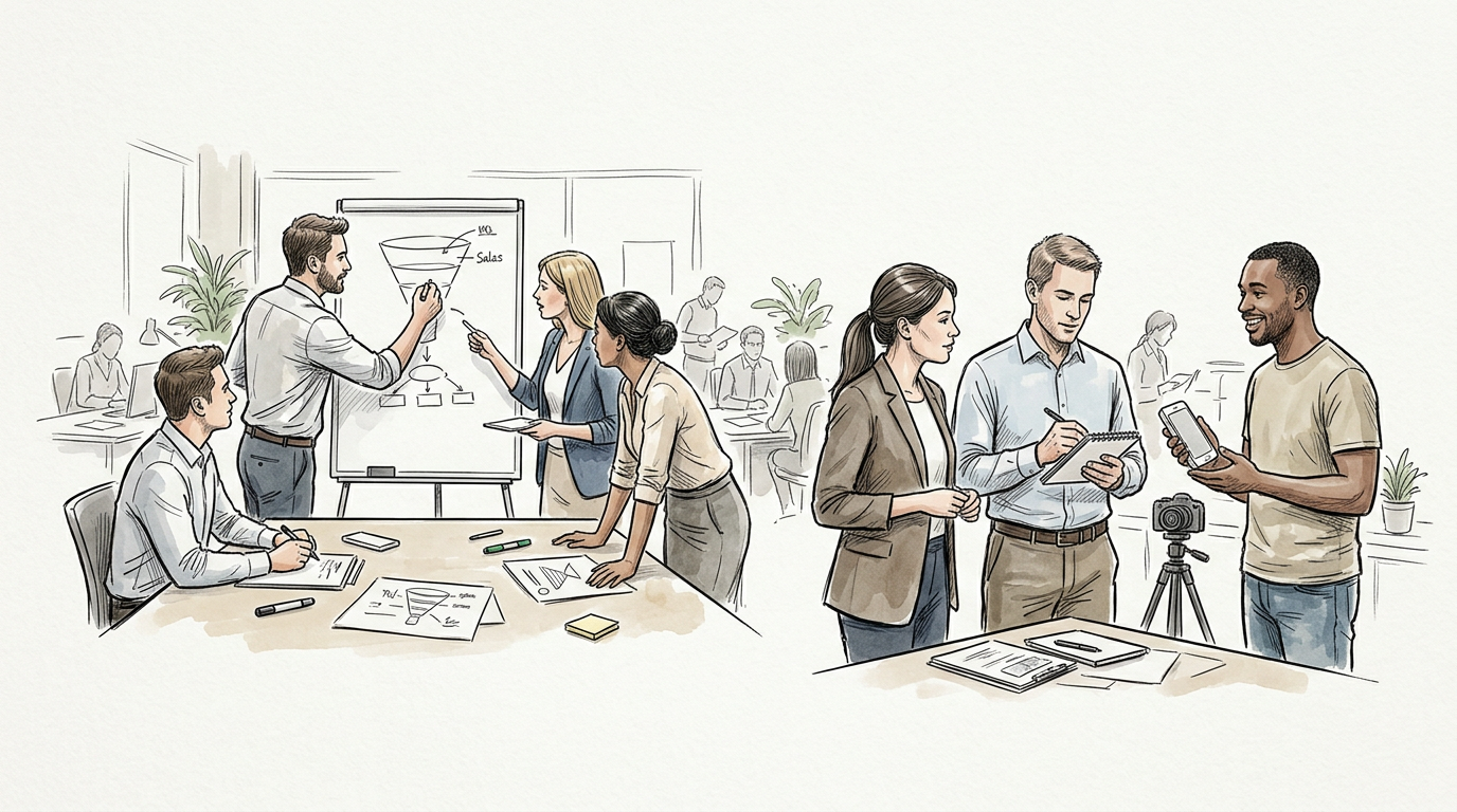 Teams studying customer acquisition and retention