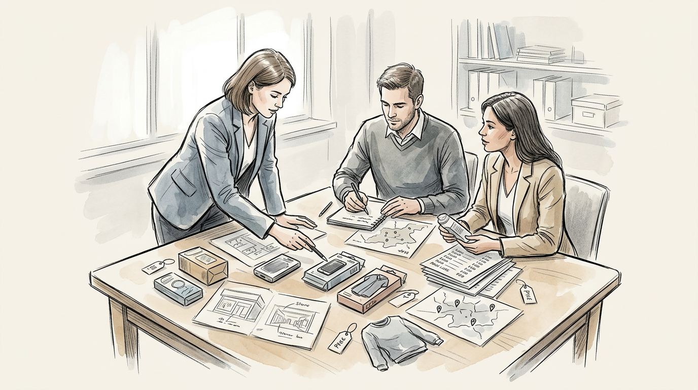Strategy team analyzing competing businesses