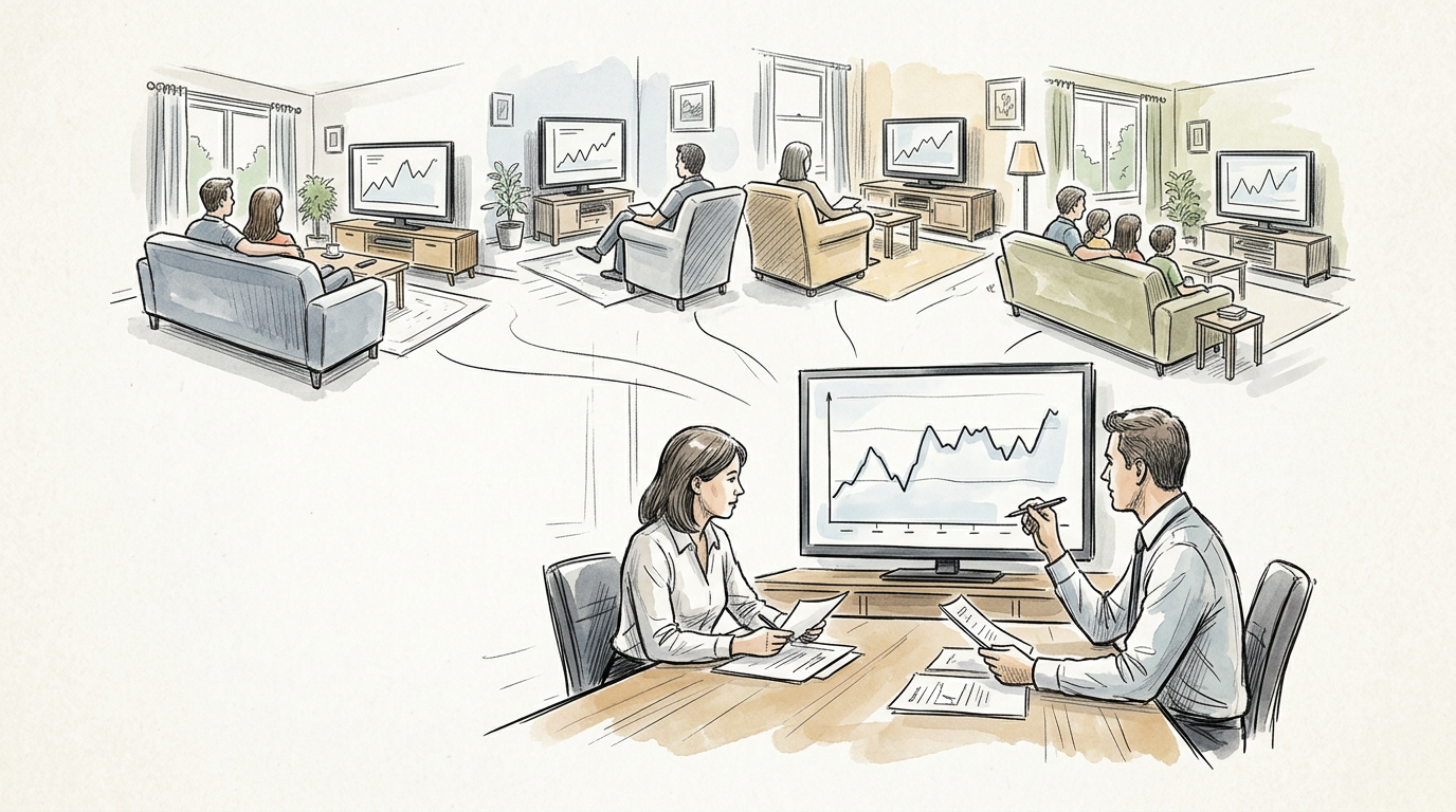Financial adviser discussing investment charts with a client at a table