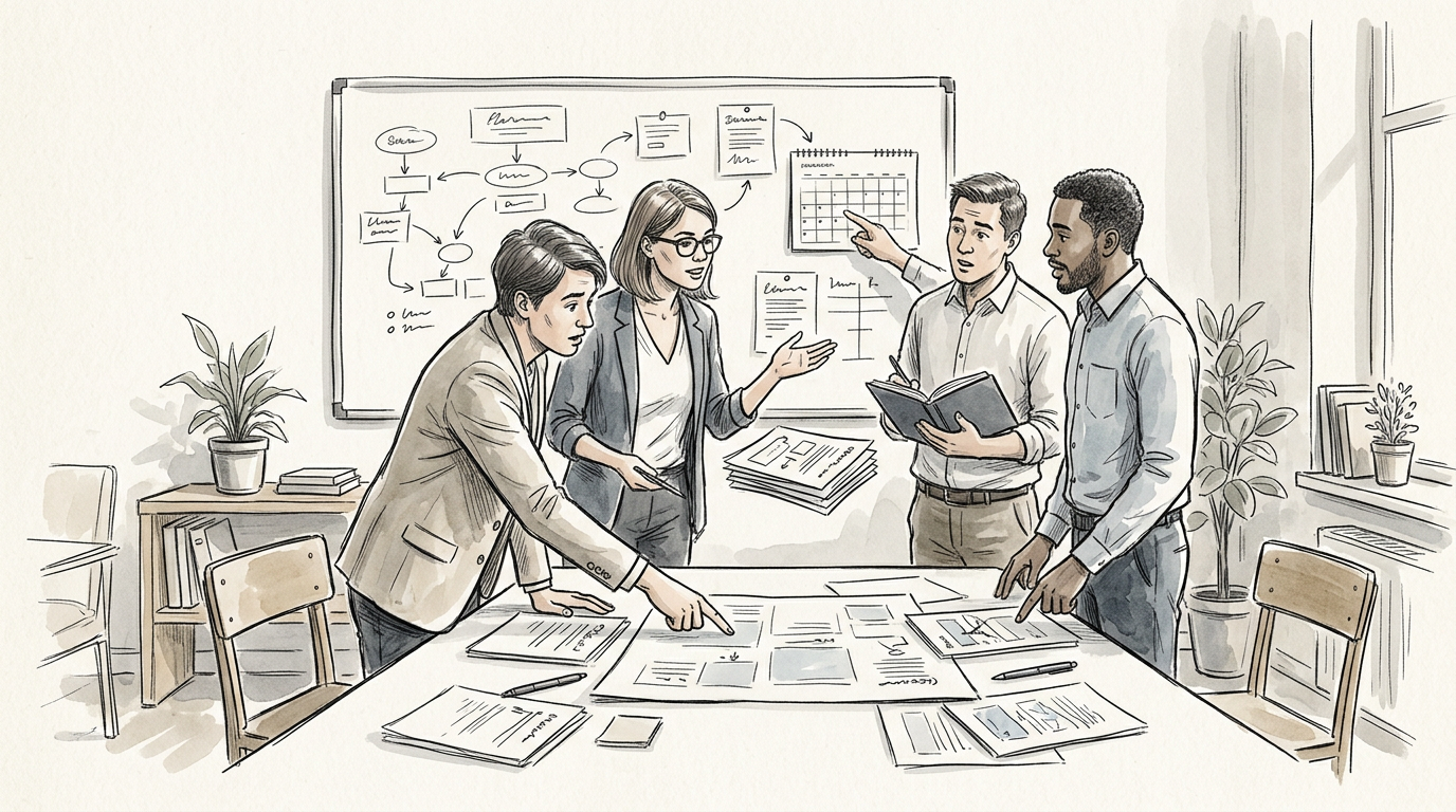 Client and agency team review expanding project scope