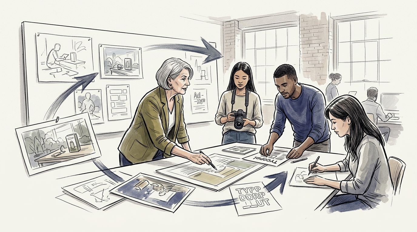 Art director guiding one advertising concept